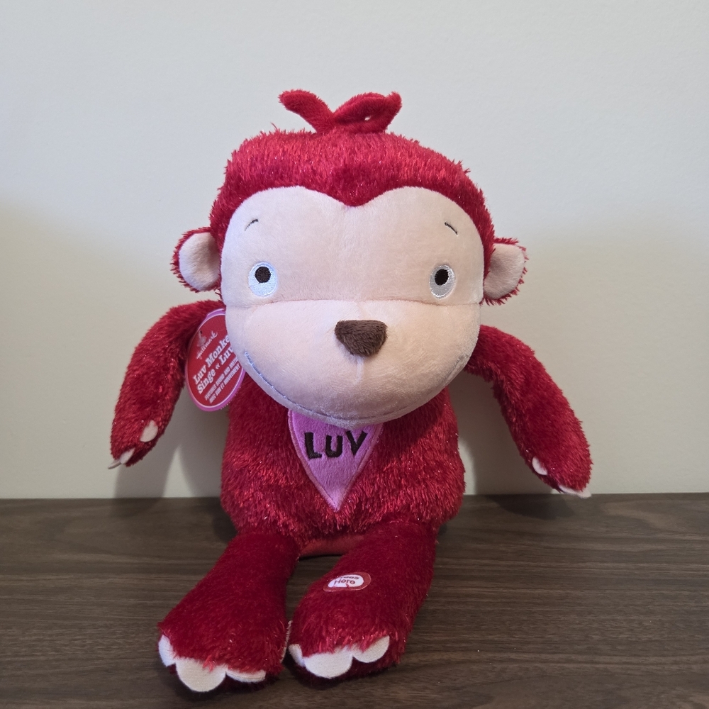 Hallmark Luv Monkey Plush in Red and White NWT